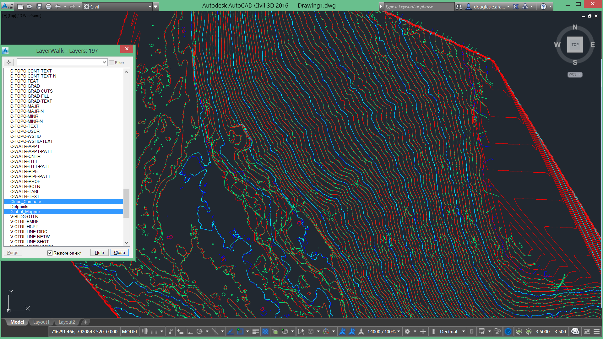 Contorn lines CloudCompare_Red and Cyan e GlobalMapper Green and Blue.png